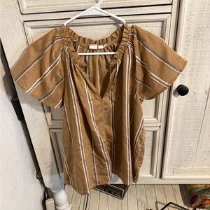 GAP Tan Striped Blouse